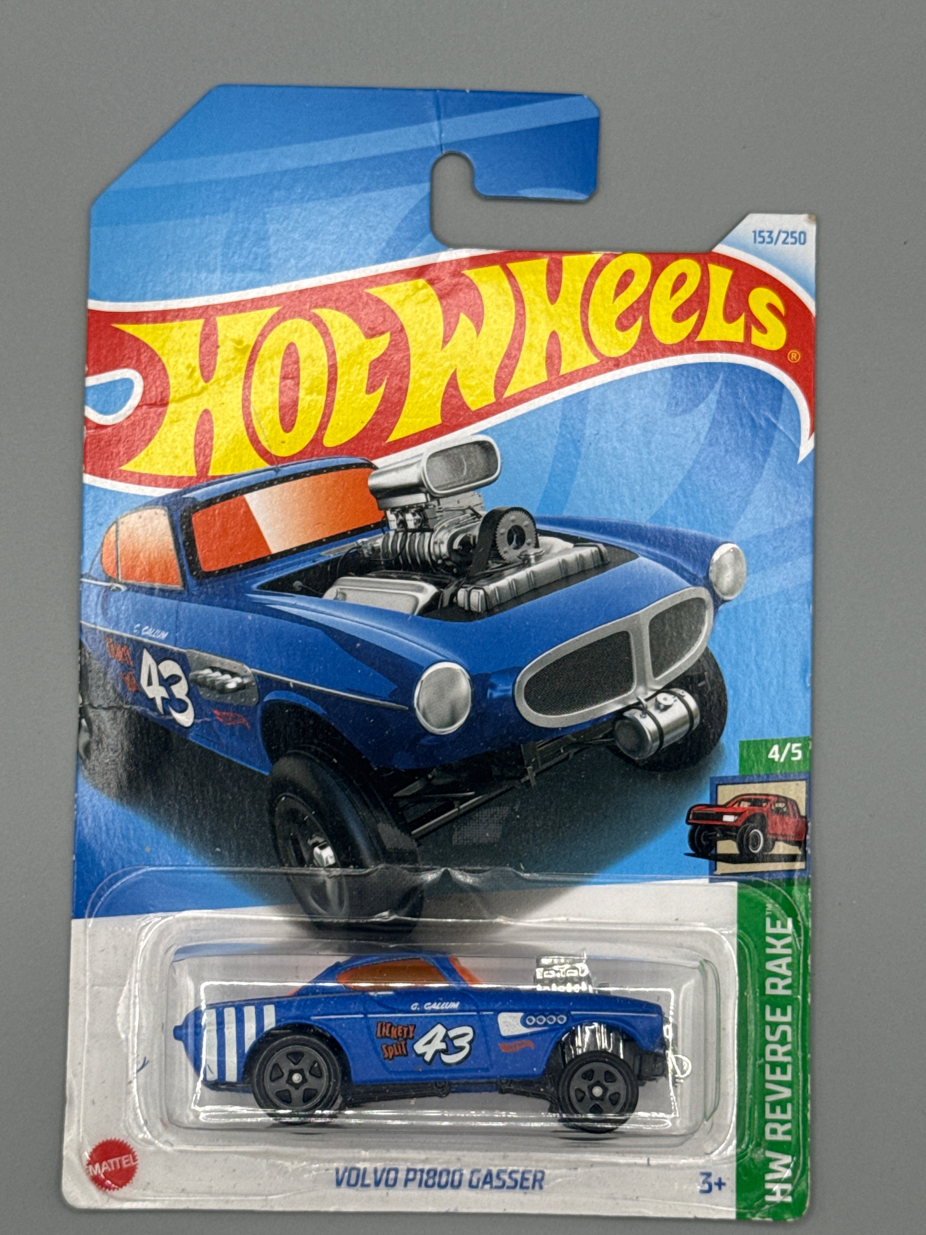 Hot Wheels Volvo P1800 Gasser - Blue - Long Card