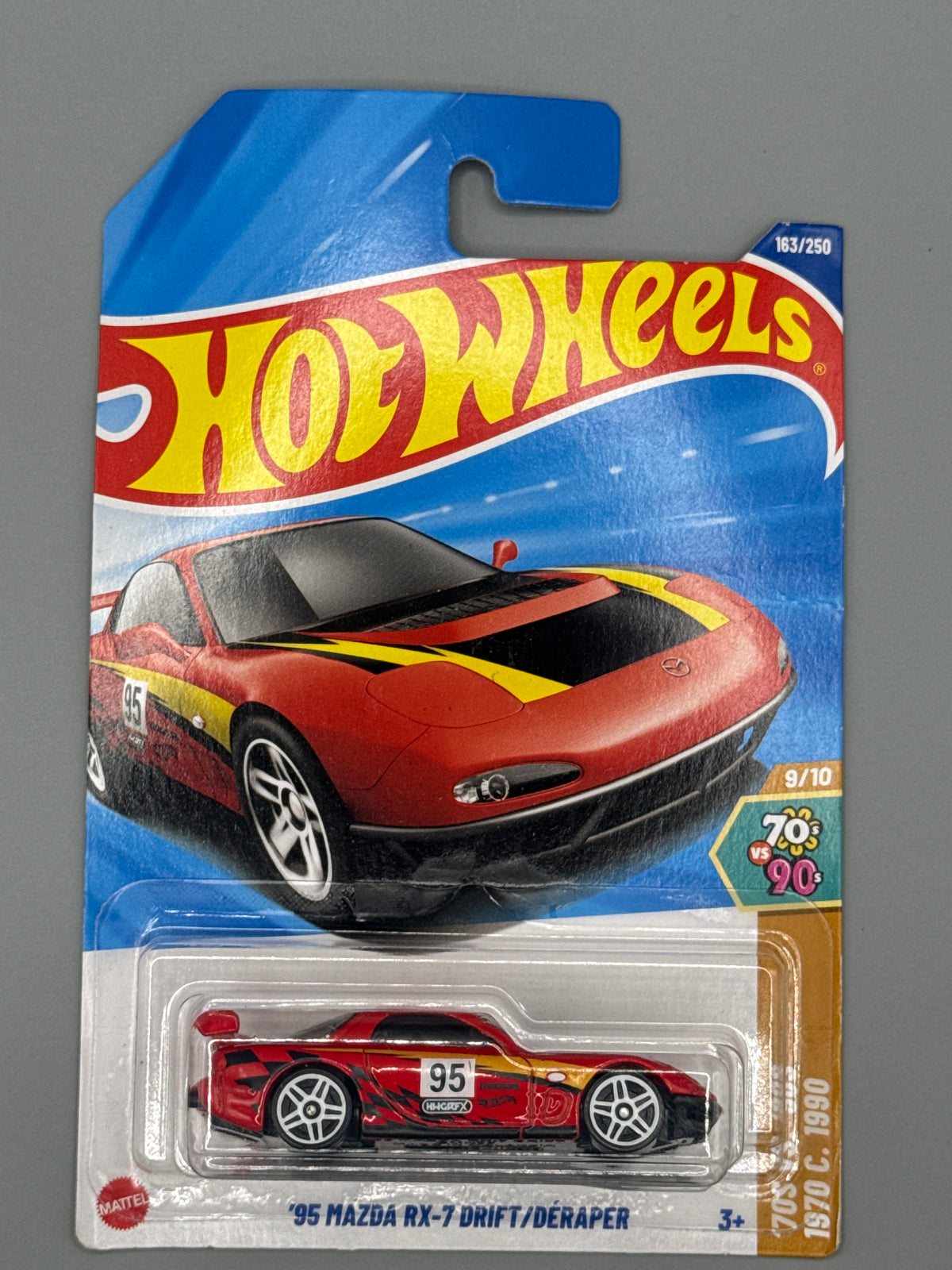 Hot Wheels '95 Mazda RX-7 Drift/Deraper - Red - Long Card