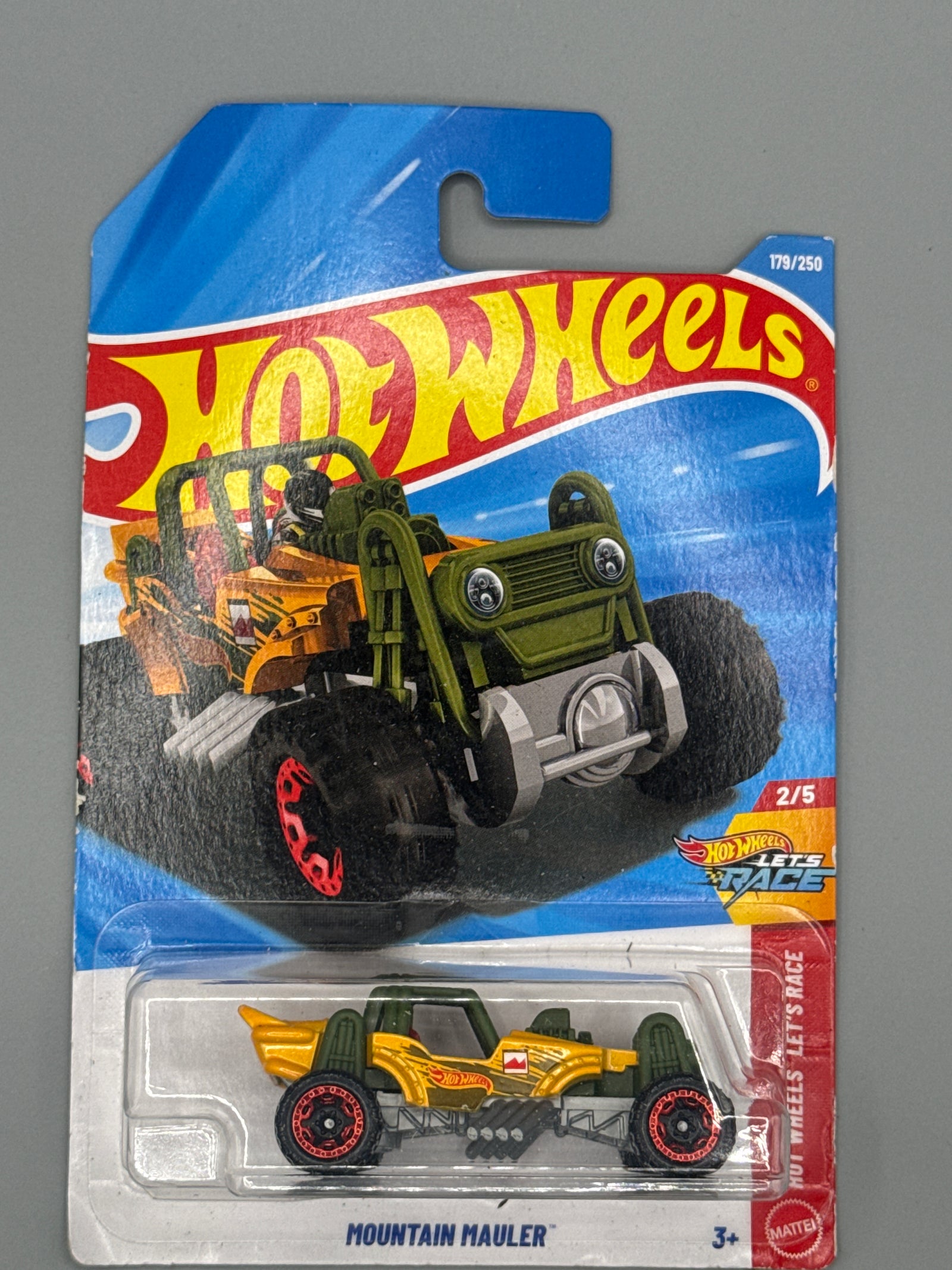 Hot Wheels Mountain Mauler - Yellow - Long Card