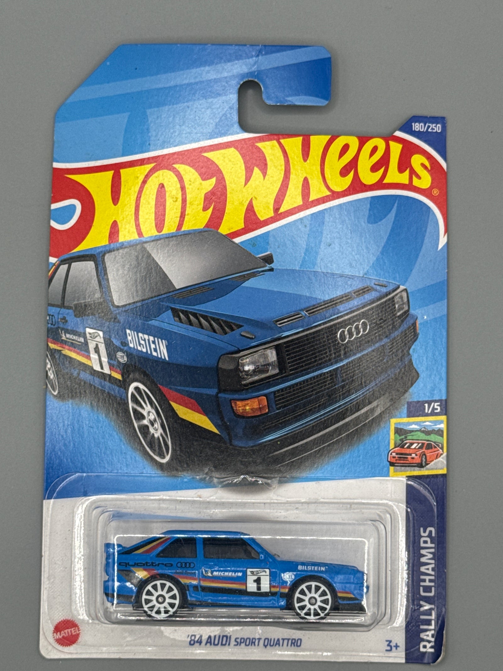 Hot Wheels '84 Audi Sport Quattro - Blue - Long Card