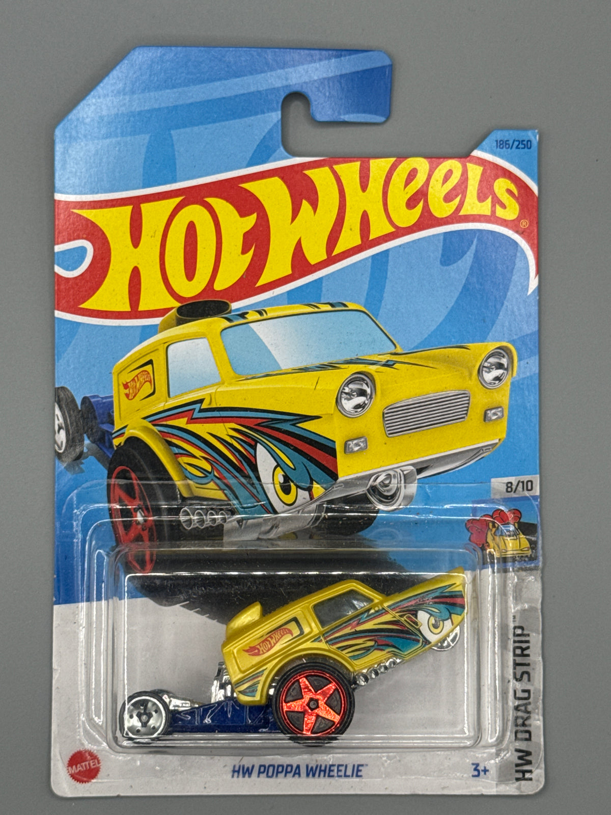Hot Wheels HW Poppa Wheelie - Mainline - Yellow - Long Card