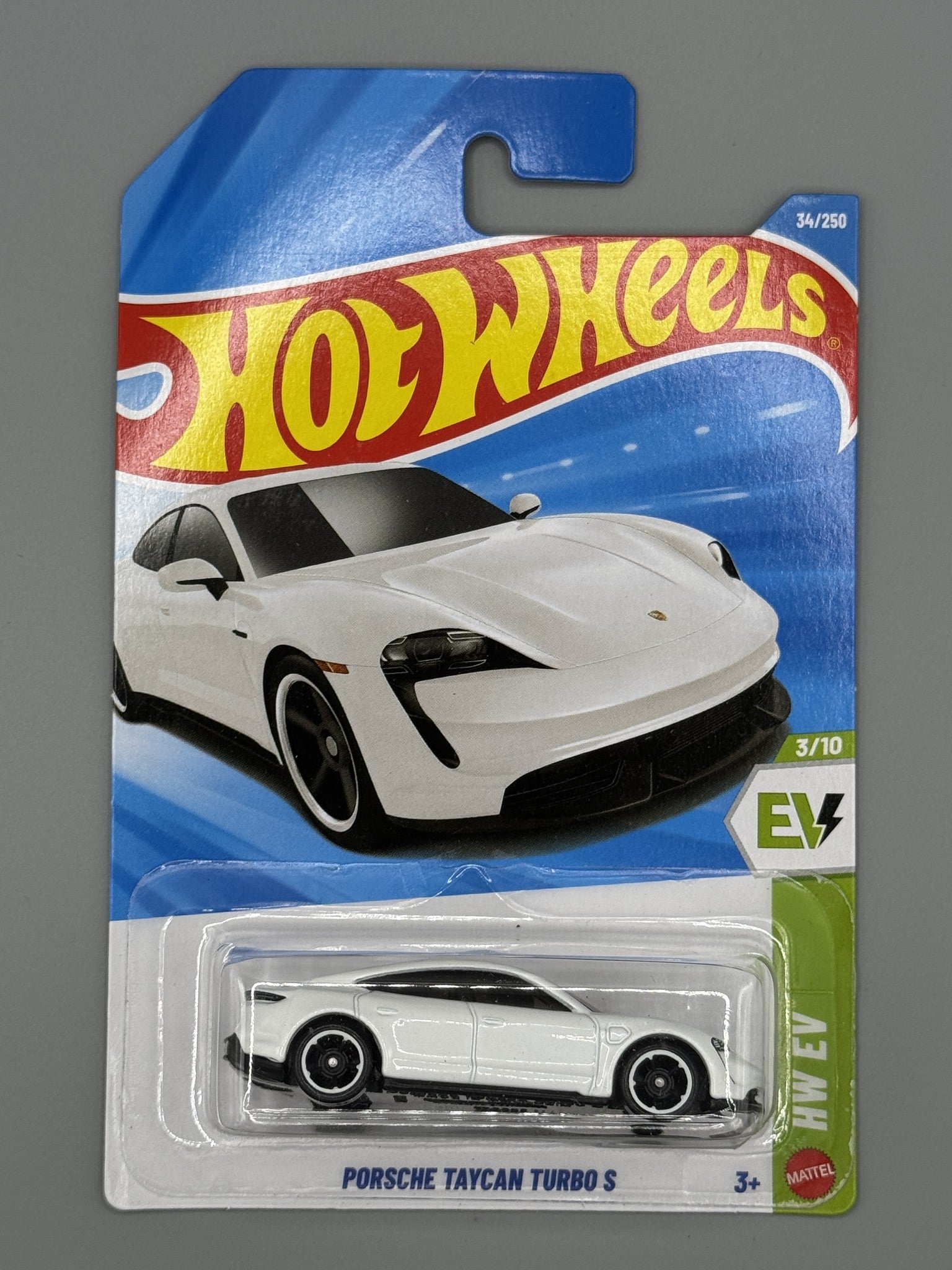 Hot Wheels Porsche Taycan Turbo S - White - Long Card