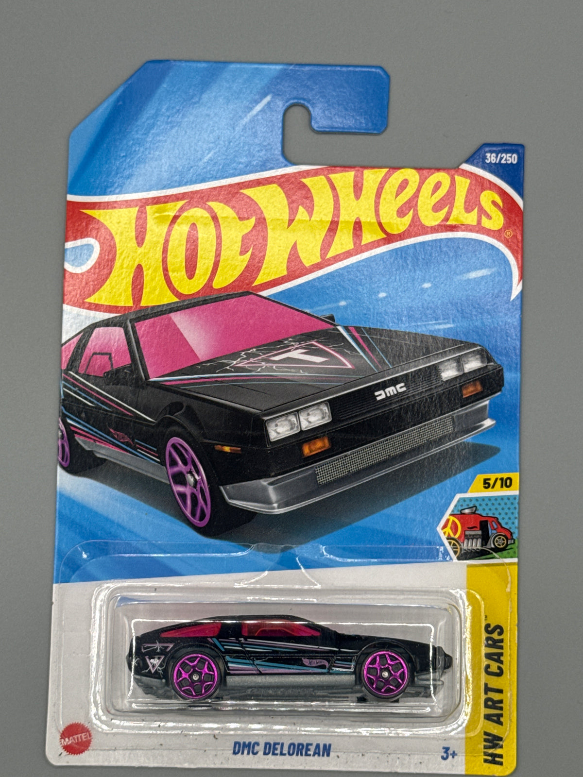 Hot Wheels DMC DeLorean - Black - Long Card