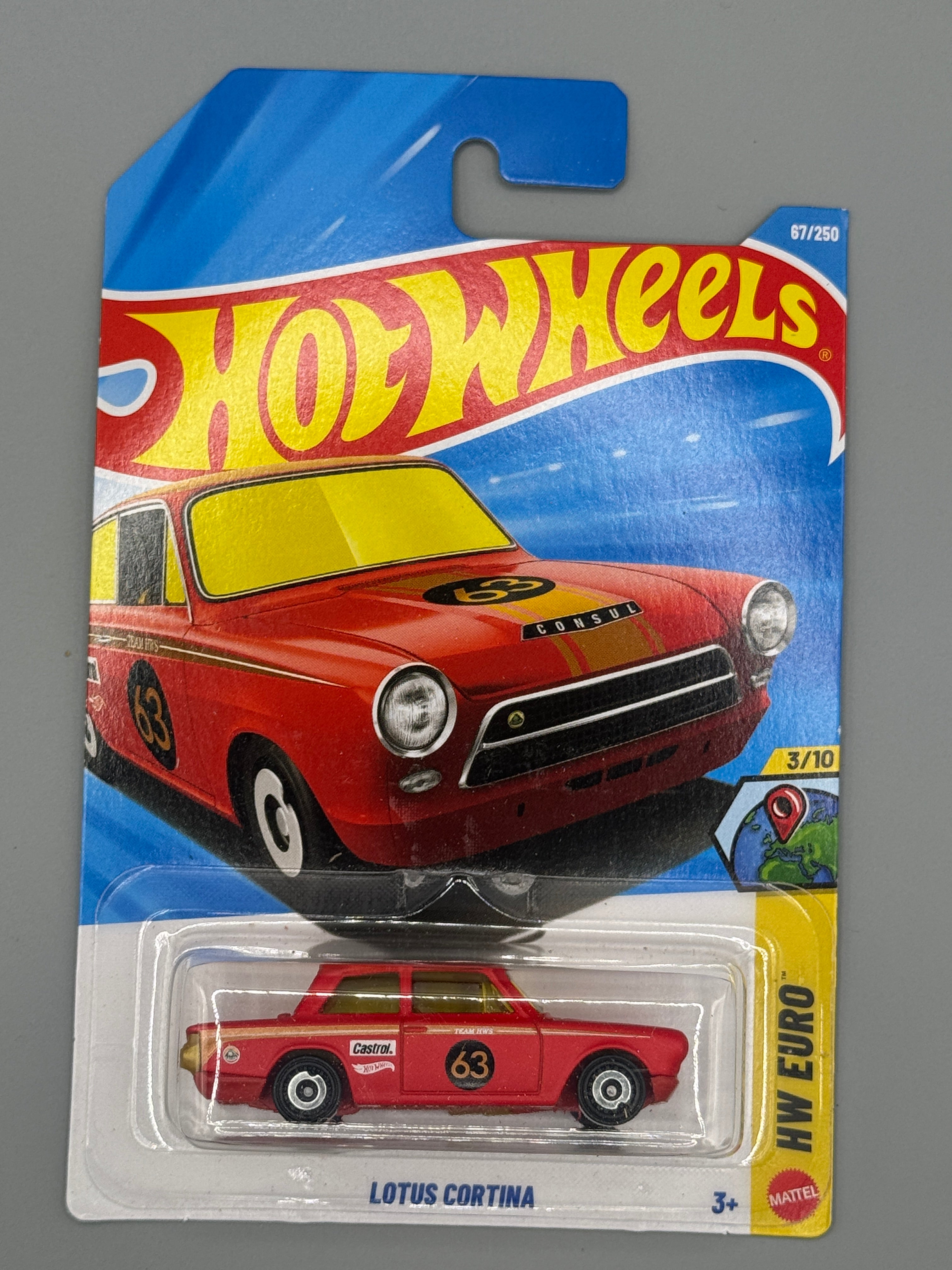 Hot Wheels Lotus Cortina - Red - Long Card