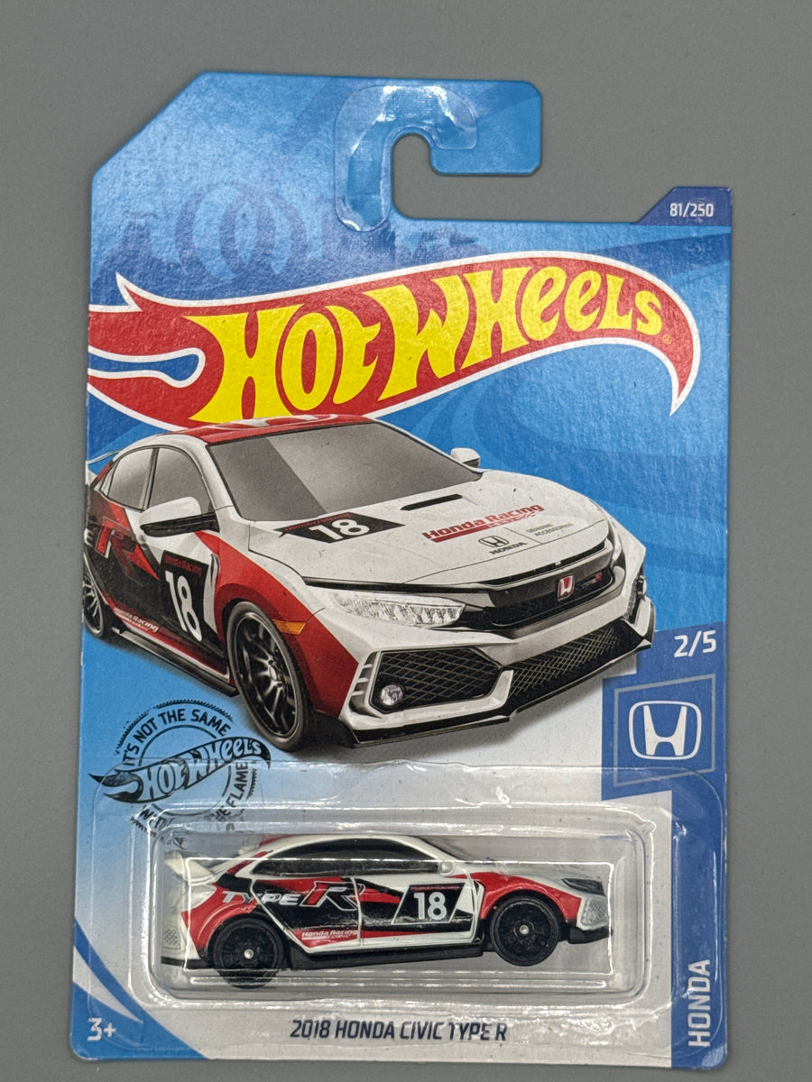 Hot Wheels 2018 Honda Civic Type R - Mainline - White - Long Card