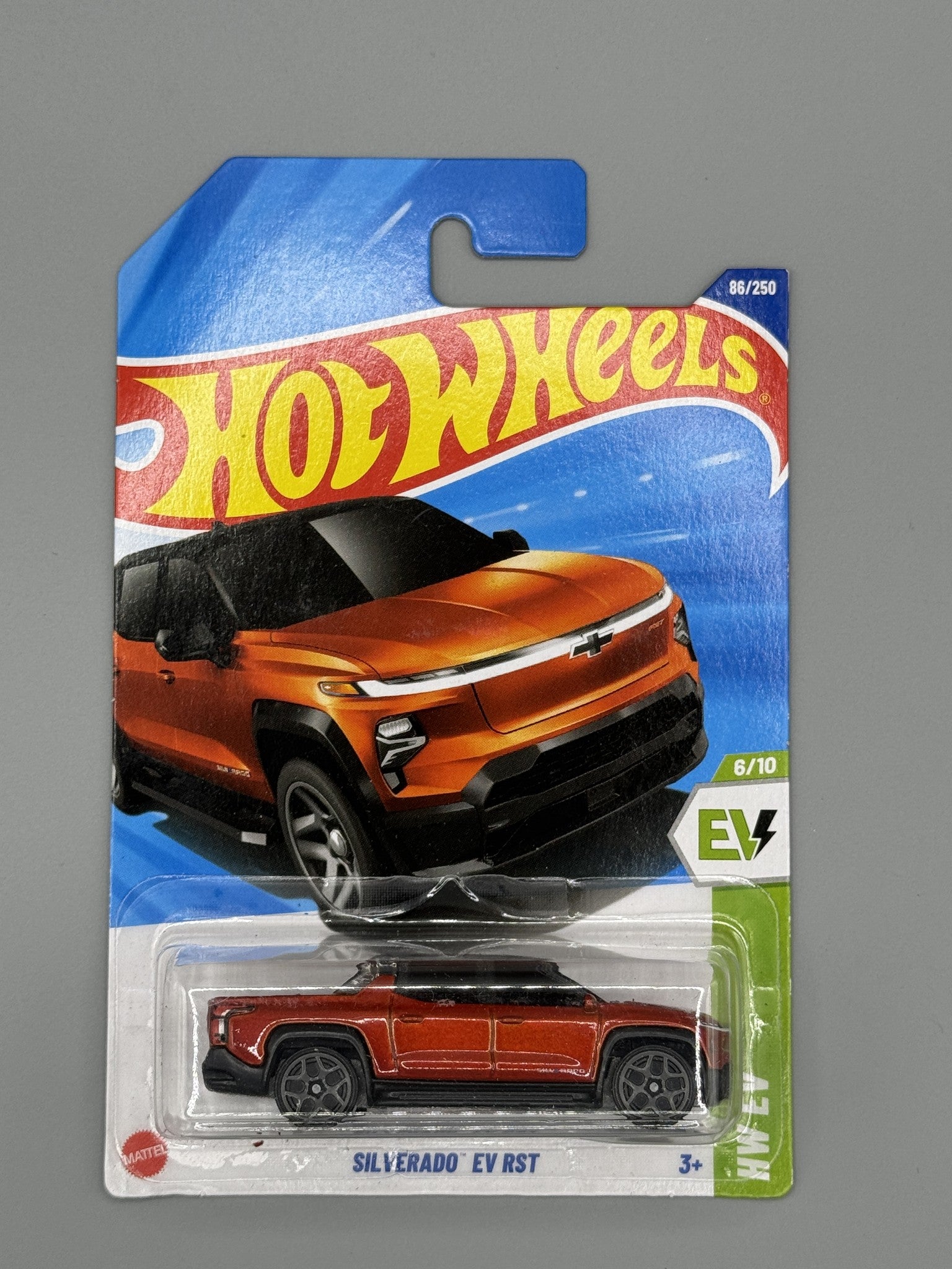 Hot Wheels Silverado EV RST - Mainline - Orange - Long Card