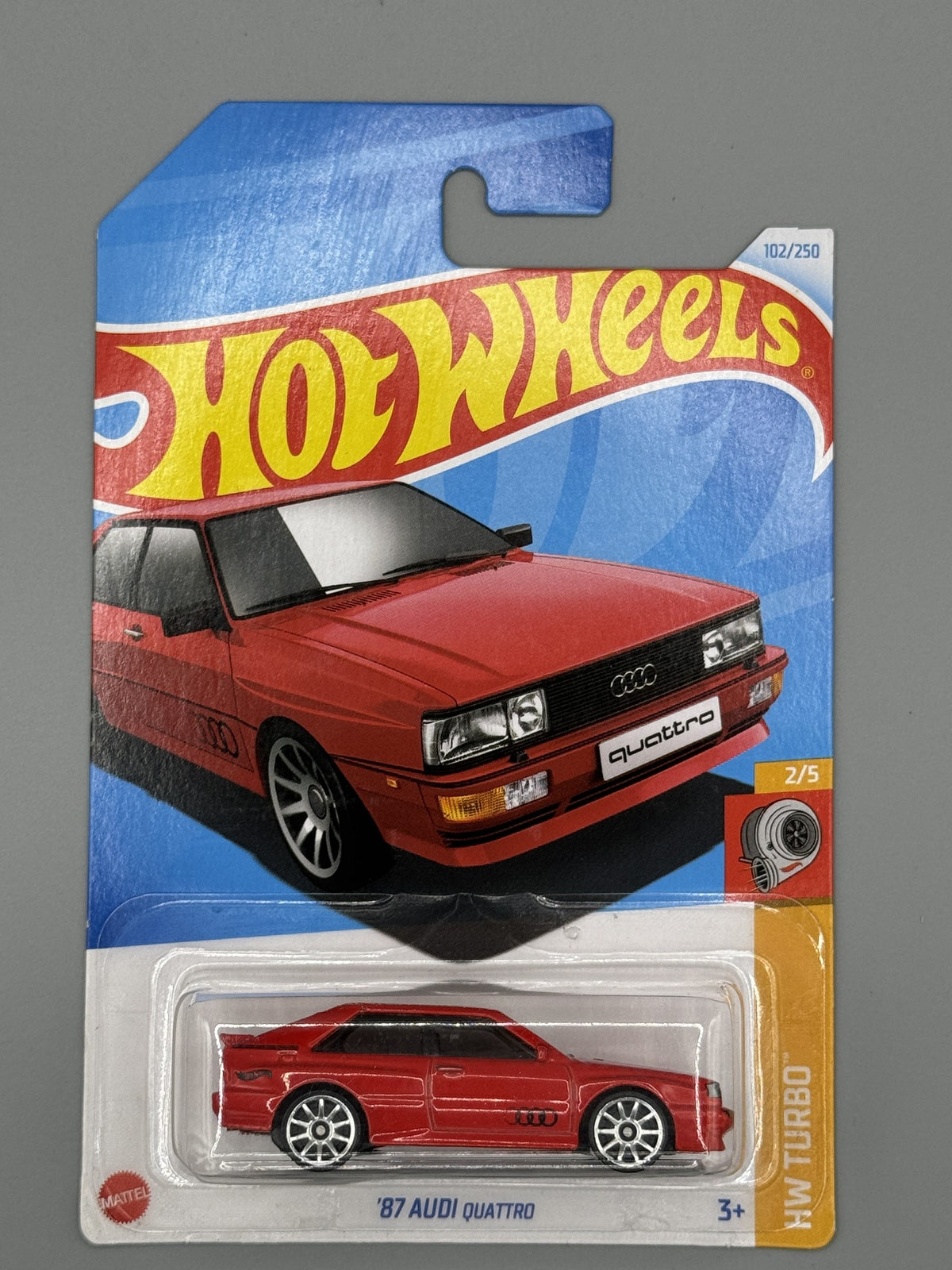 Hot Wheels '87 Audi Quattro - Red - Long Card