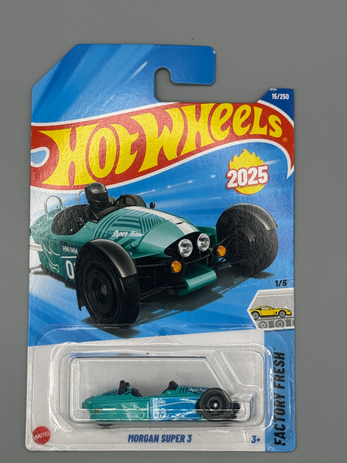 Hot Wheels Morgan Super 3 - Green - Long Card
