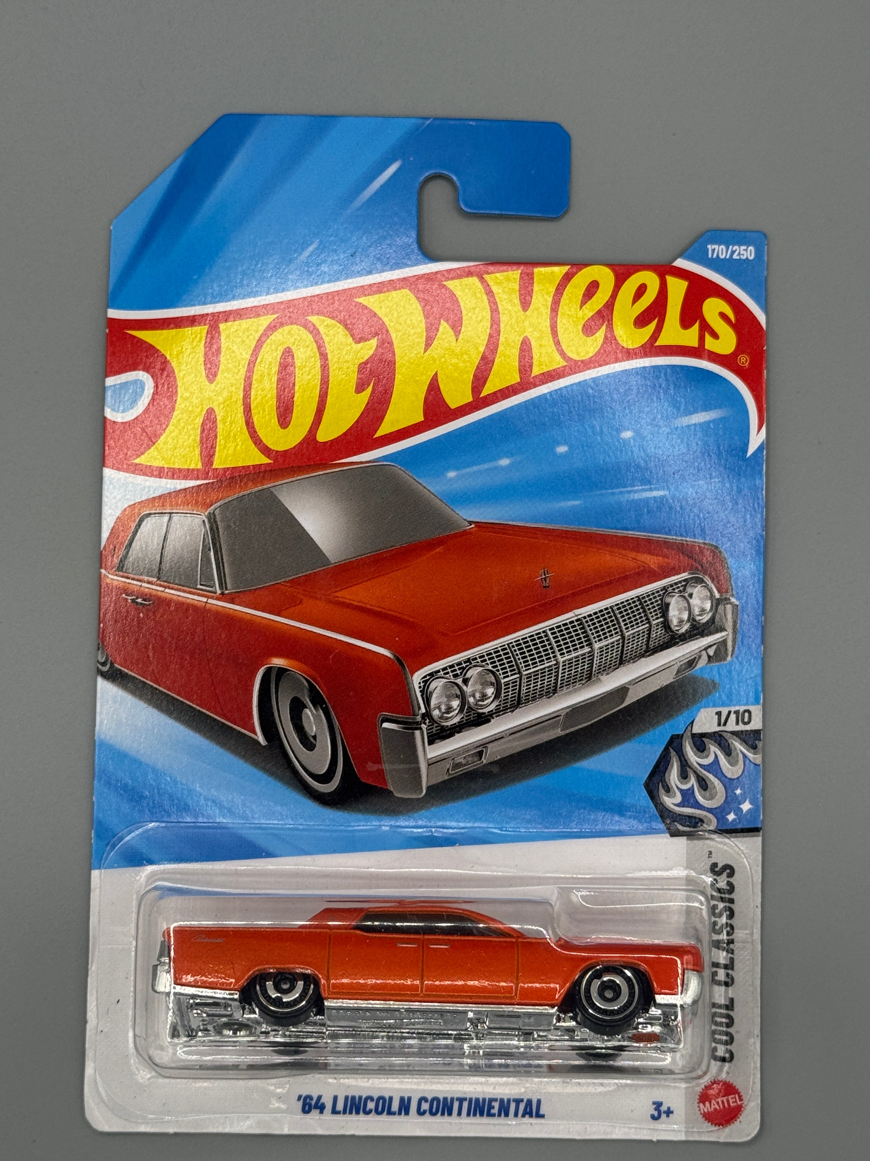 Hot Wheels '64 Lincoln Continental - Orange - Long Card