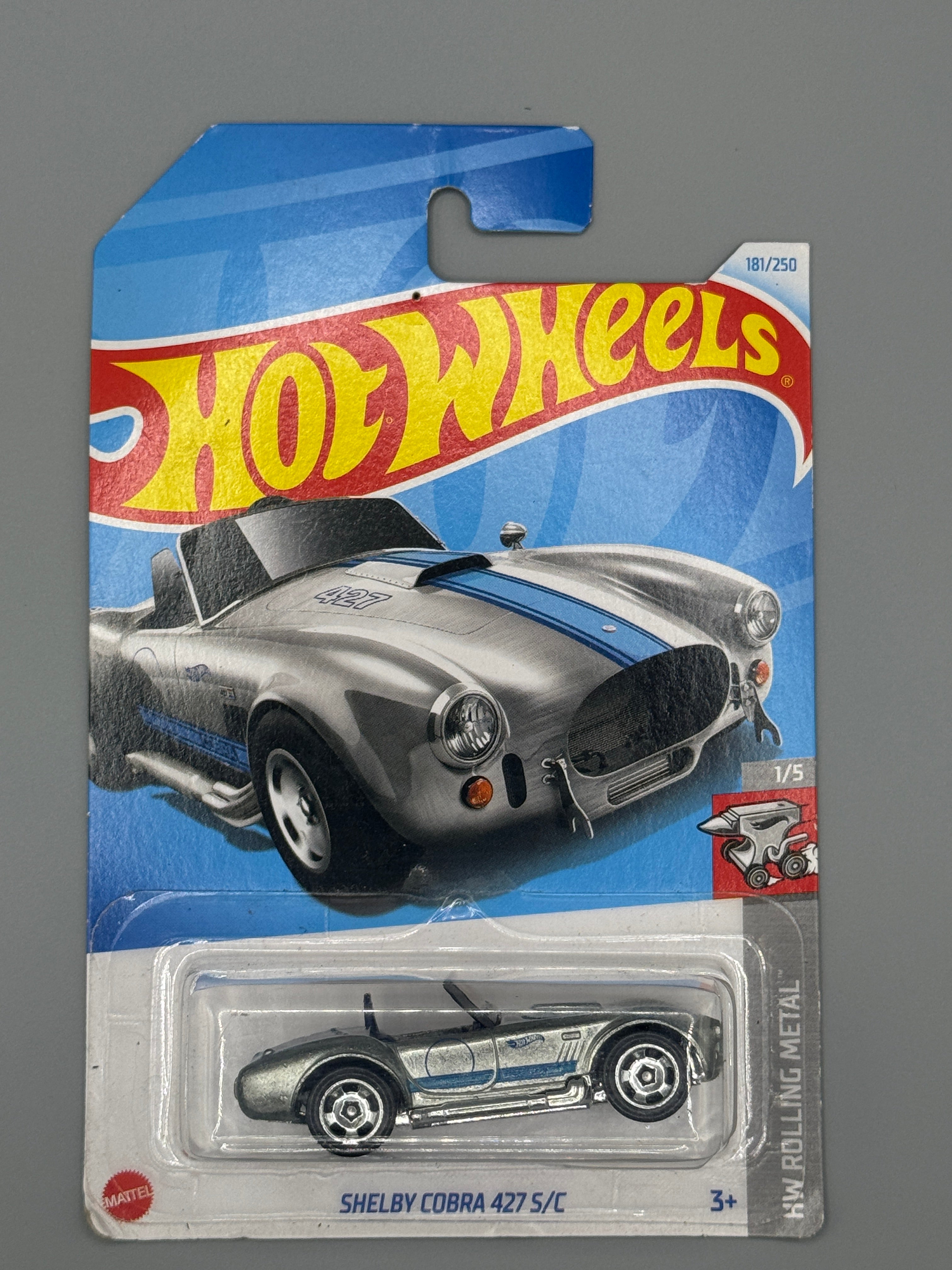 Hot Wheels Shelby Cobra 427 S/C - Silver - Long Card