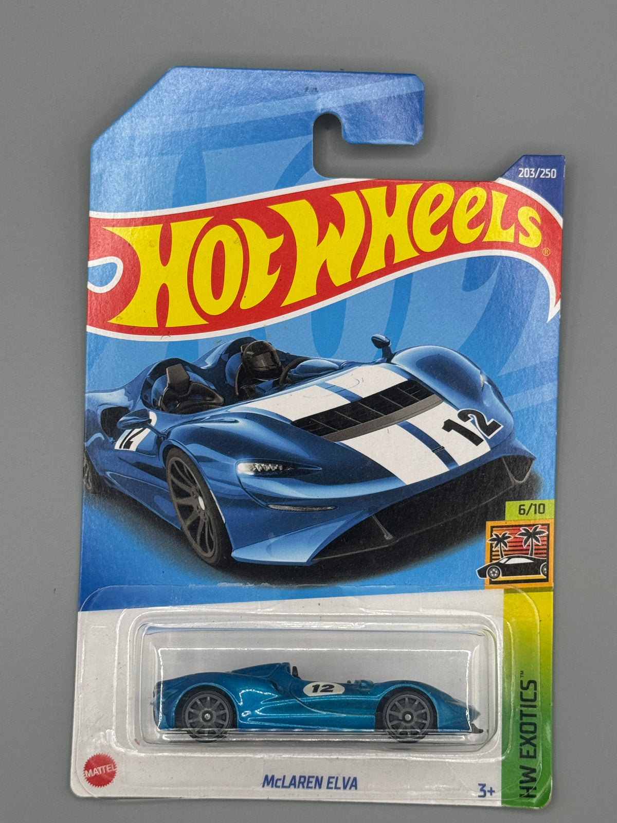 Hot Wheels McLaren Elva - Blue - Long Card