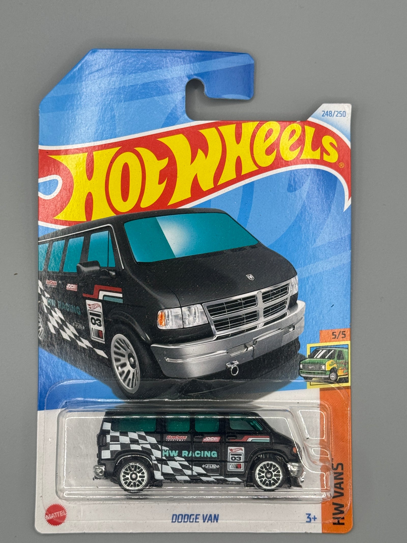 Hot Wheels Dodge Van - Black - Long Card