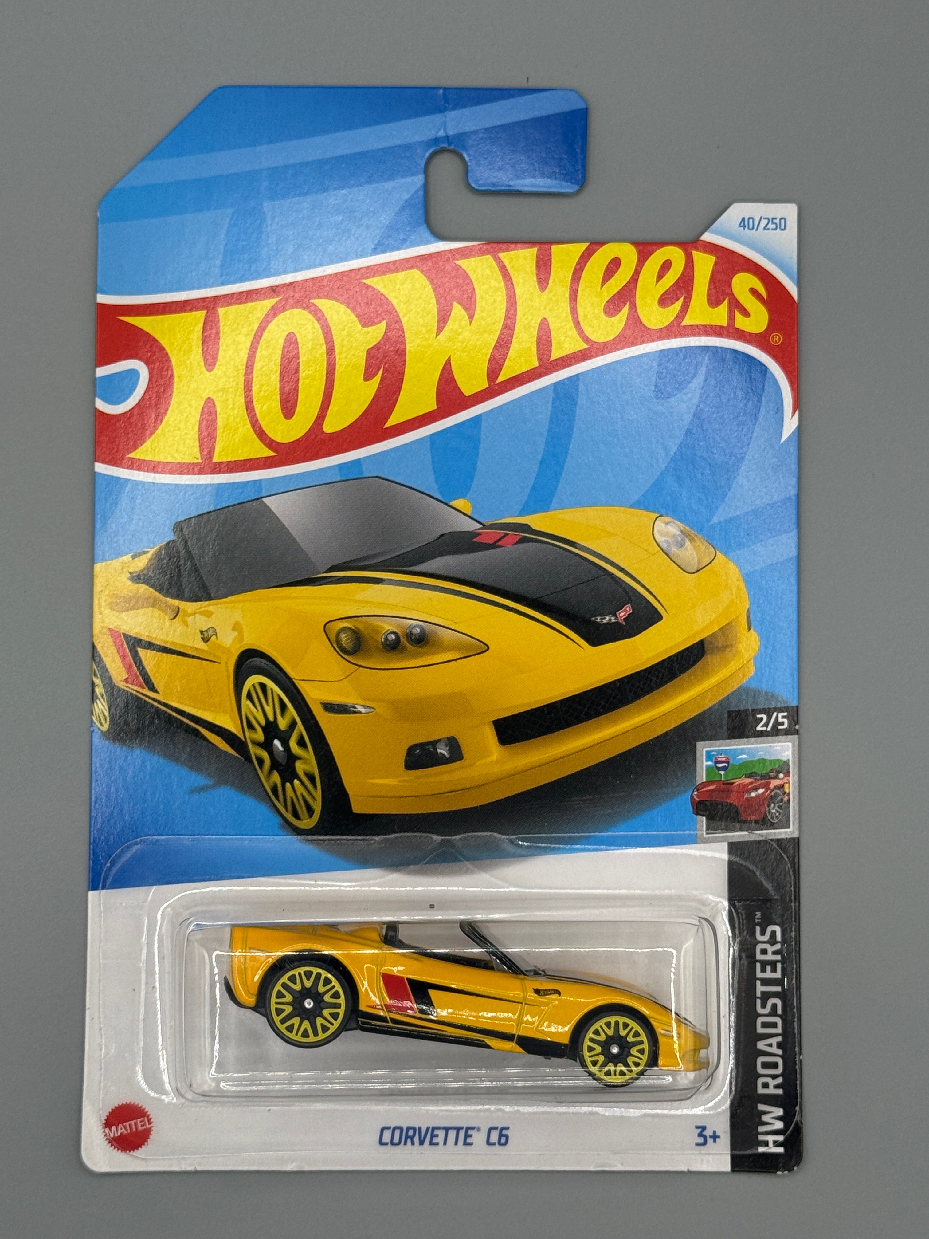 Hot Wheels Corvette C6 - Mainline - Yellow - Long Card