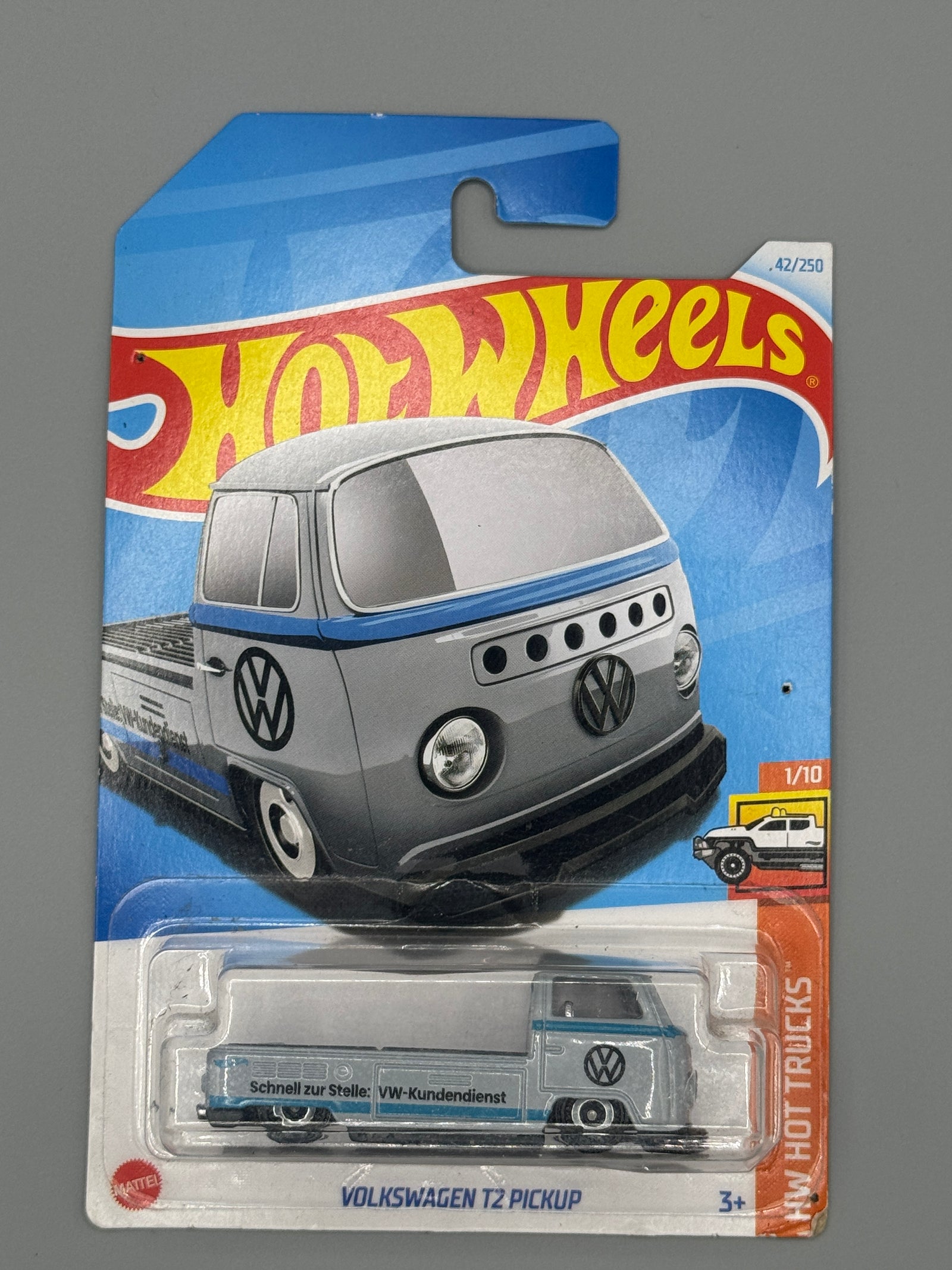 Hot Wheels Volkswagen T2 Pickup - Silver - Long Card