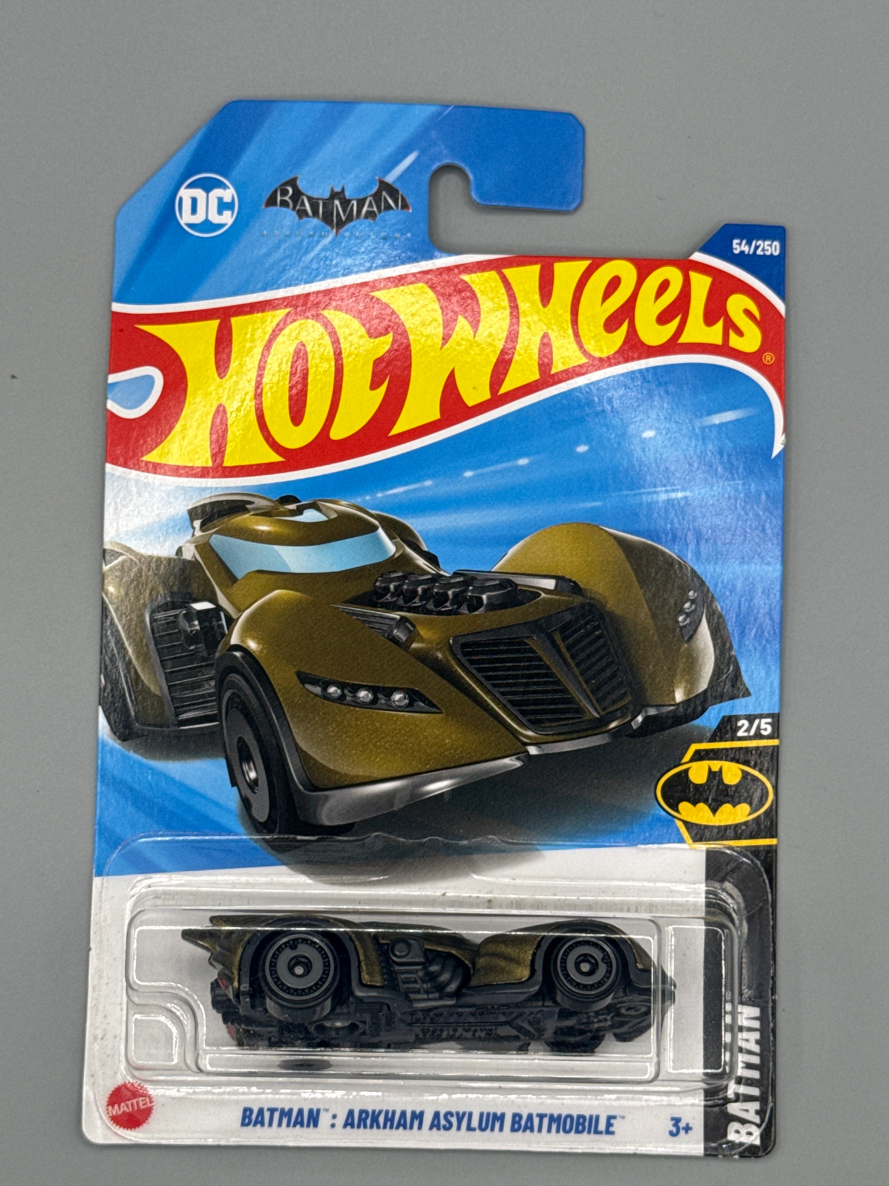 Hot Wheels Arkham Asylum Batmobile - Black - Long Card