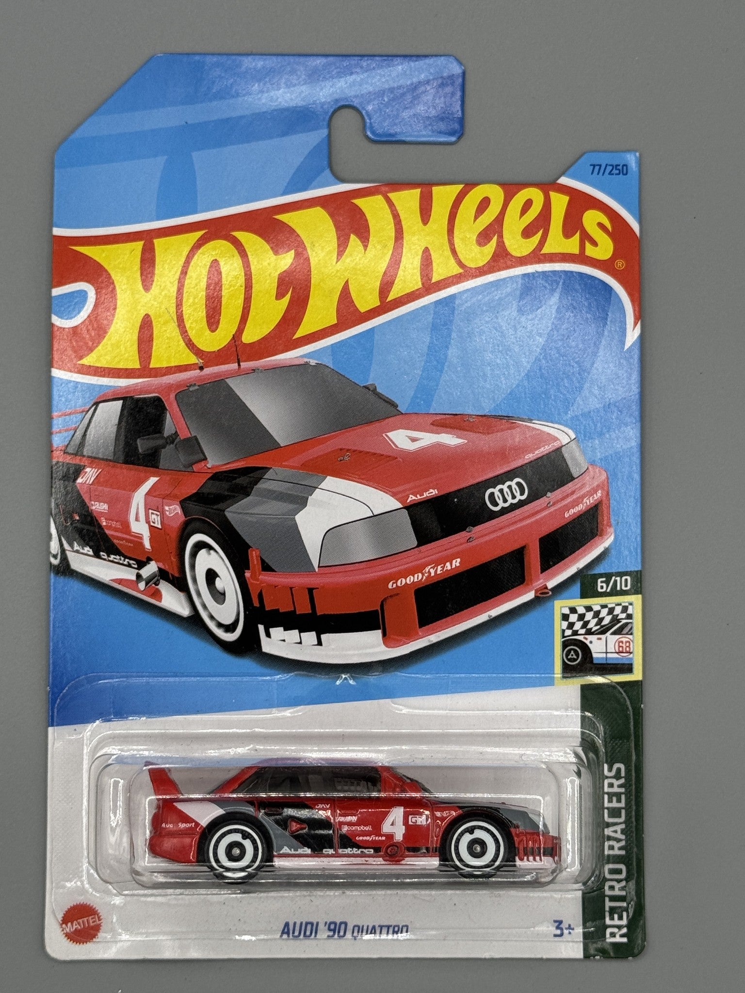 Hot Wheels Audi '90 Quattro - Red - Long Card